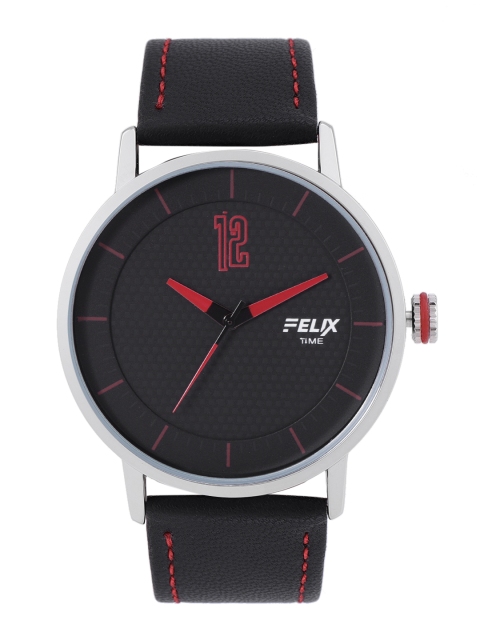 

FELIX Men Black Dial & Black Leather Straps Analogue Watch