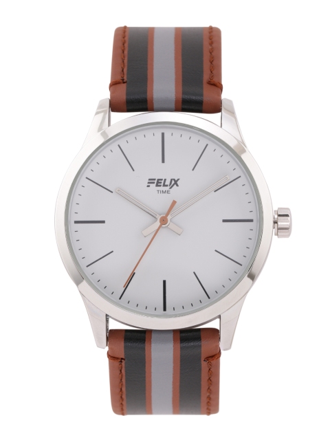 

FELIX Men Solid White Dial & Multicoloured Leather Straps Analogue Watch F902GBRW