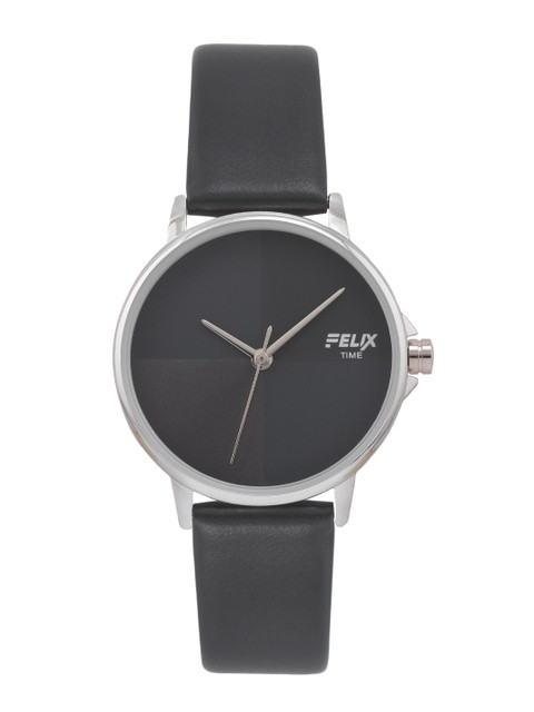 

FELIX Women Black Dial & Black Leather Straps Analogue Watch