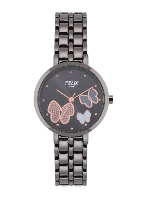 

FELIX Women Multicoloured Printed Stainless Steel Bracelet Style Analogue Watch F90529LBBK, Black