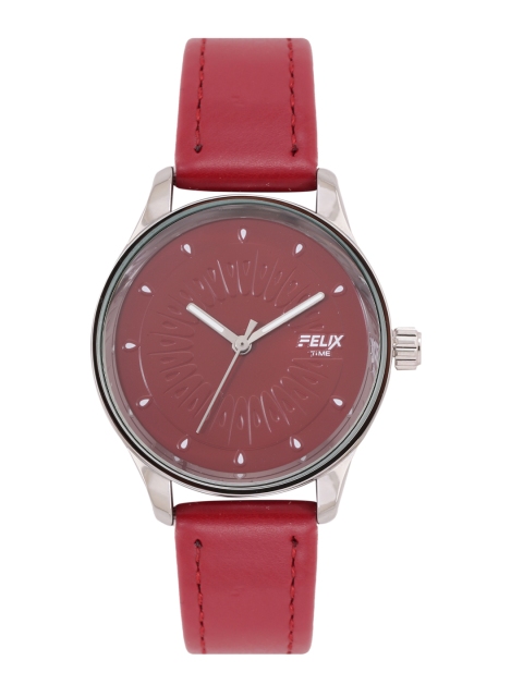 

FELIX Women Maroon Dial & Red Leather Straps Analogue Watch