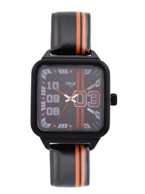 

FELIX Men Black Printed Dial & Black and Orange Leather Strap Analogue Watch F299GOR