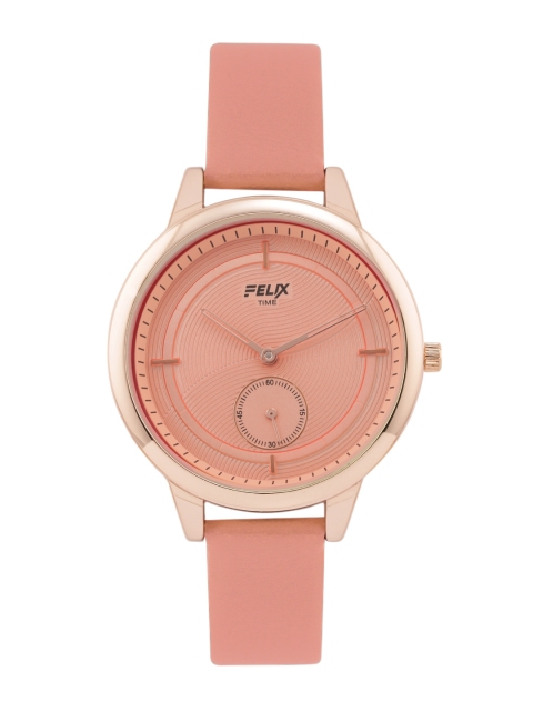 

FELIX Women Pink Textured Dial & Pink Leather Straps Analogue Watch F90160LPI
