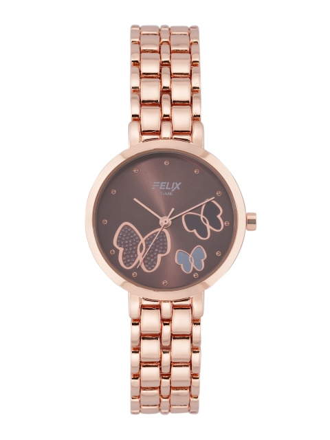 

FELIX Women Brown Dial & RoseGold-Toned Stainless Steel Bracelet Analogue Watch F90529LCBR