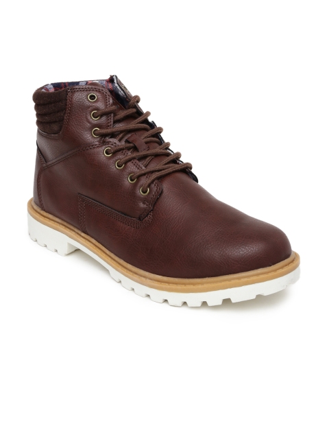 

ALCOTT Men Burgundy Solid Mid-Top Sneakers