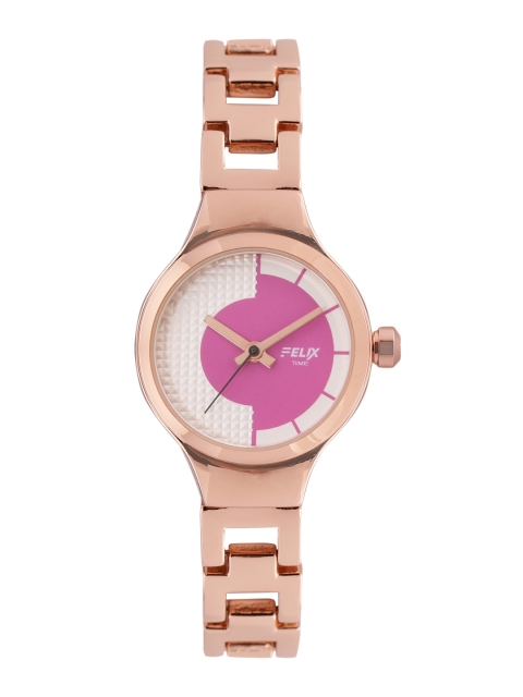 

FELIX Women Pink Textured Dial & Rose Gold Toned Bracelet Style Analogue Watch F90226LCPI