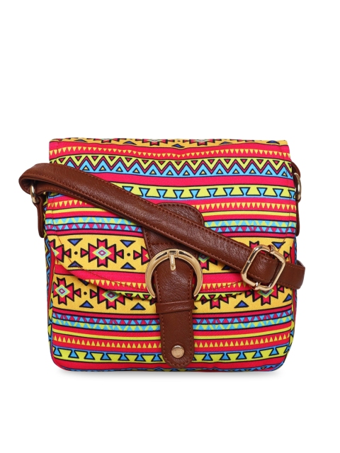 

All Things Sundar Multicoloured Geometric Printed Structured Sling Bag, Multi