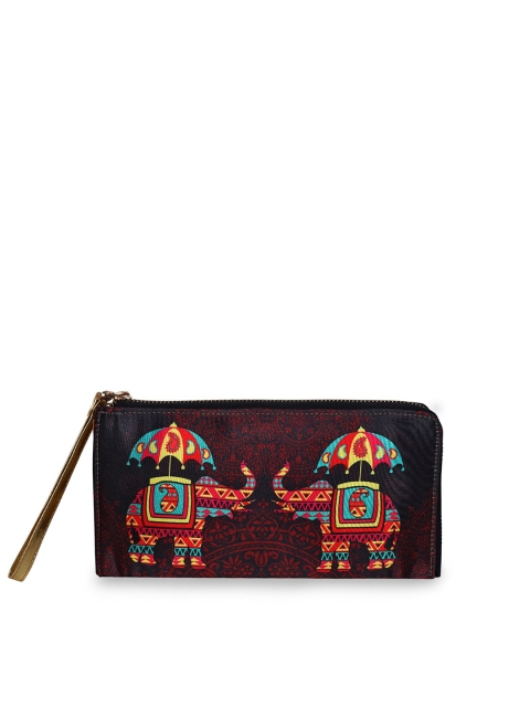 

All Things Sundar Women Red & Yellow Ethnic Motifs Printed Zip Around Wallet