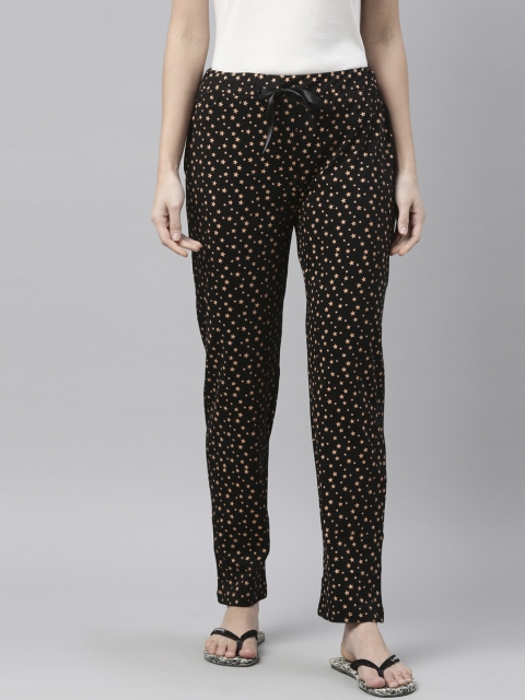 

Enviously Young Women Black & Orange Printed Pure Cotton Lounge Pants