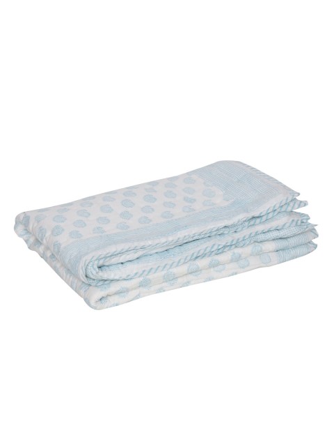 

Moms Home Infant Blue & White Floral Organic Cotton Mild Winter 500 GSM Single Bed Quilt