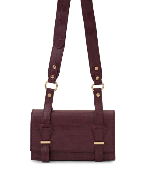 

MIRAGGIO Women Maroon Croc Textured Structured Sling Bag