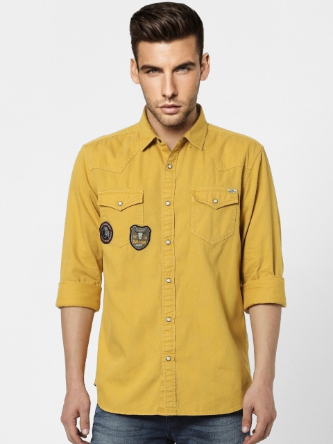 

Jack & Jones Men Yellow Opaque Cotton Casual Shirt