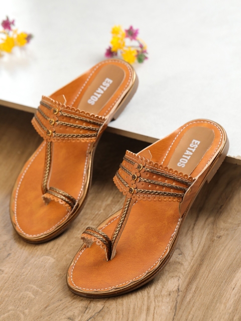 

ESTATOS Women Brown Embellished One Toe Flats