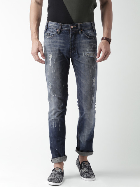

ALCOTT Men Blue Regular Fit Mid-Rise Highly Distressed Jeans