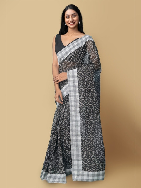 

Unnati Silks Women Black & White Chanderi Art Silk Saree