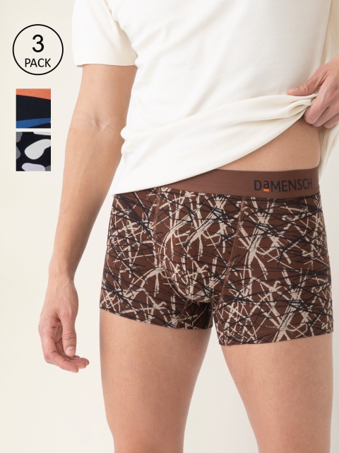 

DAMENSCH Men Pack of 3 Checked DEO-SOFT Trunks DAM-ABS-T-MYB-CP-BZB-PACK-3, Black