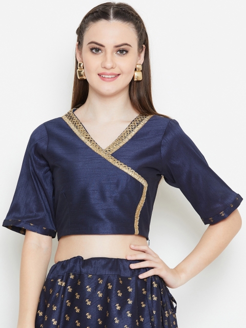 

studio rasa Navy Blue Regular Crop Top