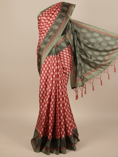 

Pothys Onion Pink & Grey Jute Silk Geometric Printed Saree