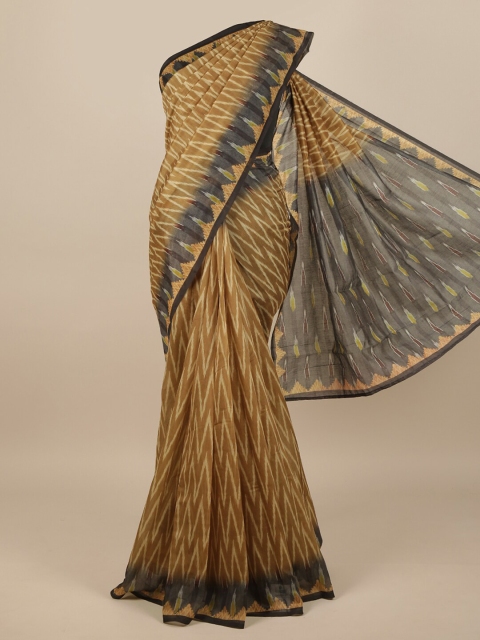 

Pothys Green & Grey Geometric Jute Silk Printed Saree
