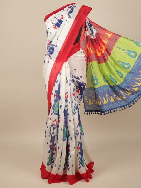 

Pothys Multicolour Jute Silk Geometric Printed Saree, Multi