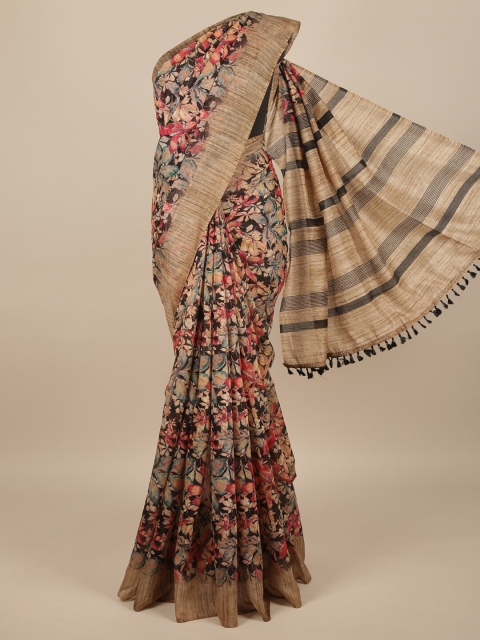 

Pothys Multicolour Jute Silk Floral Printed Saree, Multi