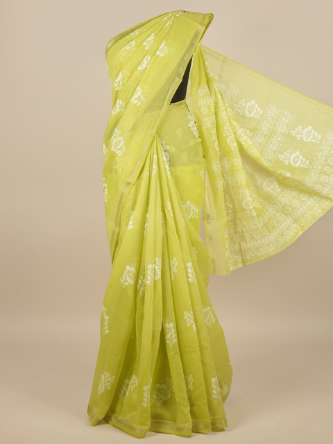 

Pothys Green & White Cotton Blend Floral Printed Saree
