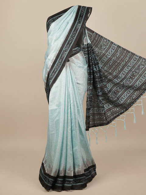 

Pothys Blue & Green Jute Silk Geometric Printed Saree