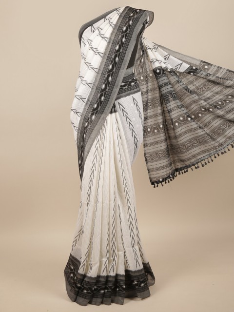 

Pothys Off White & Black Jute Silk Geometric Printed Saree
