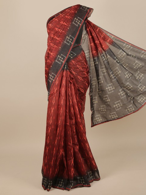 

Pothys Maroon & Black Jute Silk Saree