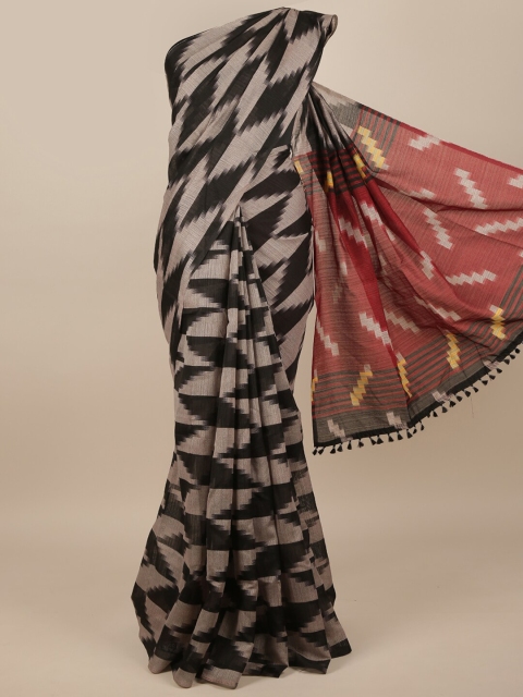 

Pothys Black & White Jute Silk Saree