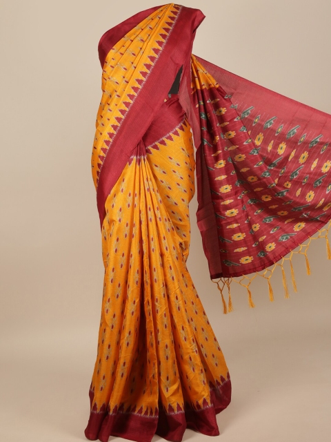 

Pothys Yellow & Red Jute Silk Saree