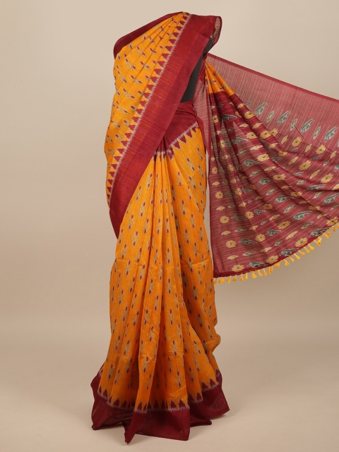 

Pothys Yellow & Red Jute Silk Saree