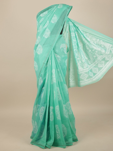 

Pothys Green & White Floral Saree
