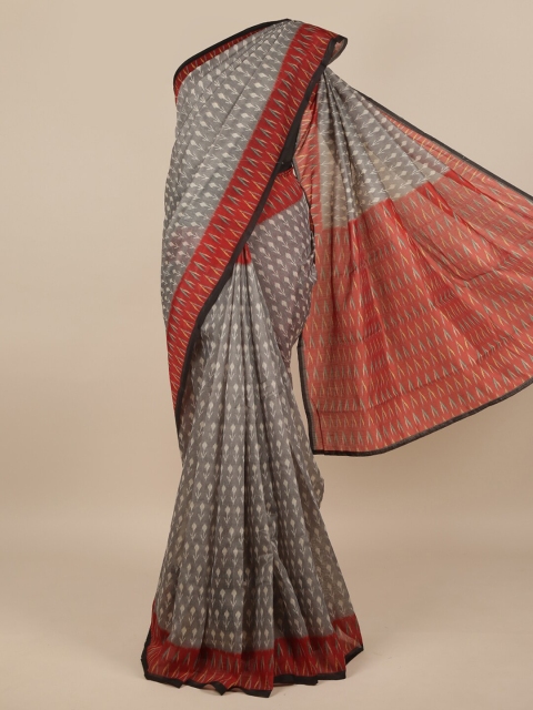 

Pothys Grey & Brown Jute Silk Saree