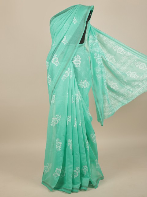 

Pothys Green & White Floral Saree
