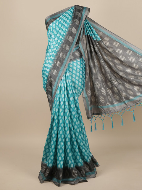 

Pothys Blue & Grey Jute Silk Saree