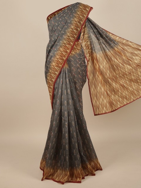 

Pothys Grey & Brown Jute Silk Saree