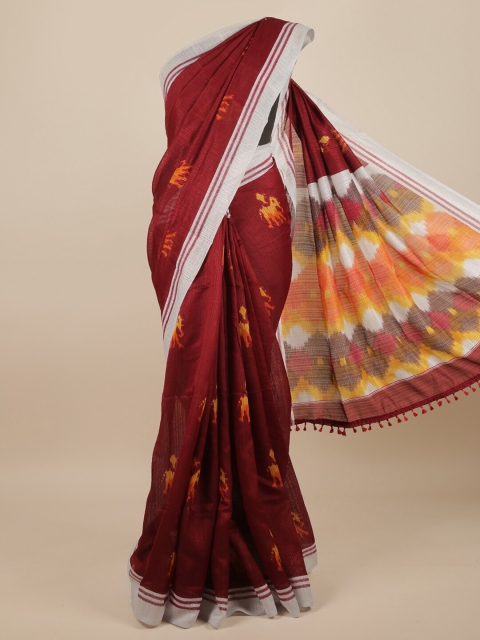

Pothys Maroon & Yellow Jute Silk Saree