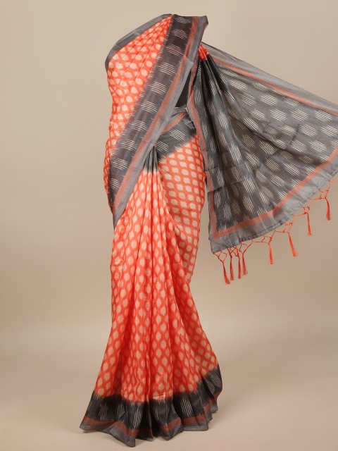 

Pothys Peach-Coloured & Grey Jute Silk Saree