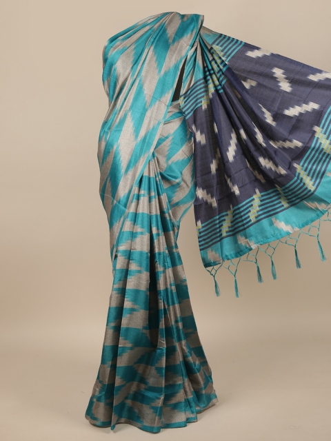 

Pothys Blue & Grey Jute Silk Saree