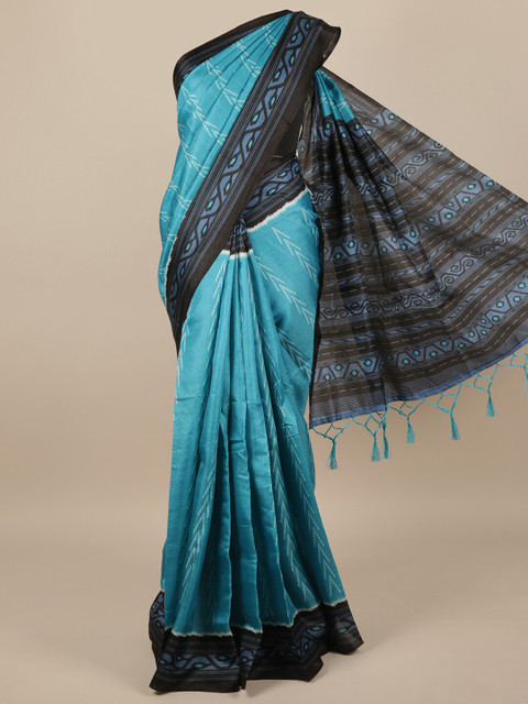 

Pothys Blue & Black Floral Jute Silk Saree