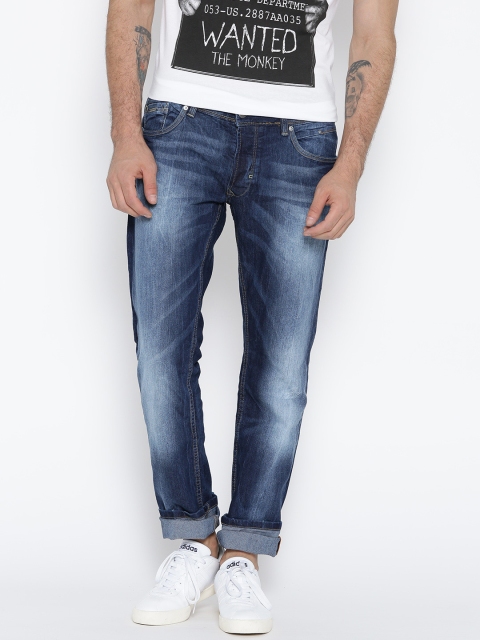 

ALCOTT Men Blue Skinny Fit Mid-Rise Low Distress Jeans