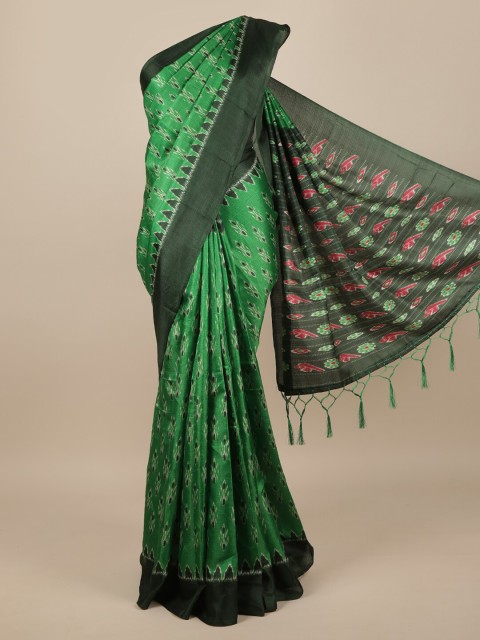 

Pothys Green & Grey Jute Silk Saree