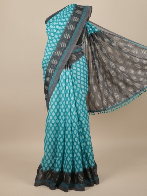 

Pothys Blue & Black Woven Design Jute Silk Saree