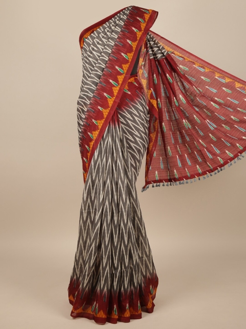 

Pothys Grey & Maroon Jute Silk Saree