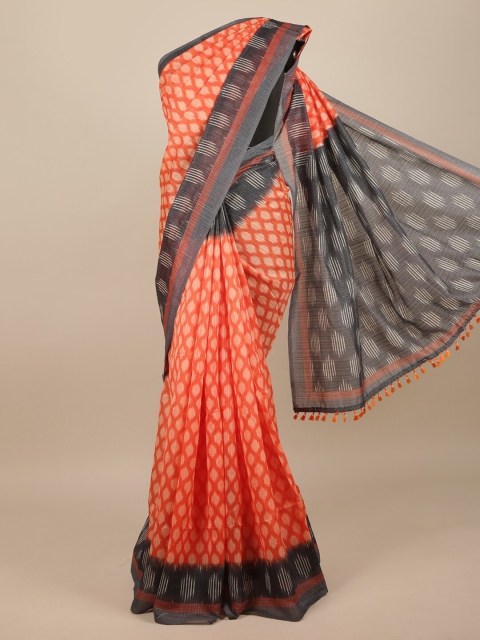 

Pothys Peach-Coloured & Grey Jute Silk Saree