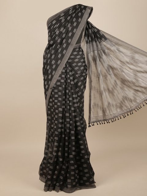 

Pothys Black & White Woven Design Jute Silk Saree