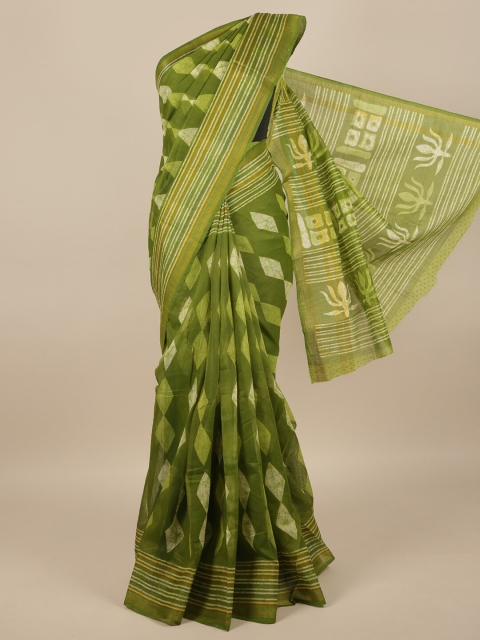 

Pothys Green & Brown Floral Saree