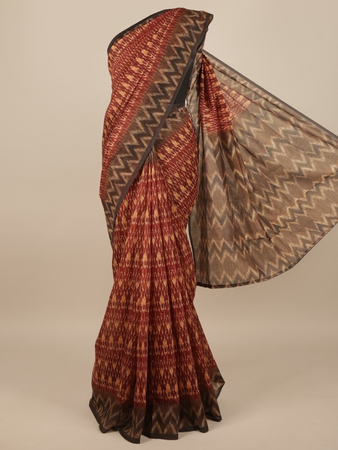

Pothys Maroon & Brown Jute Silk Saree