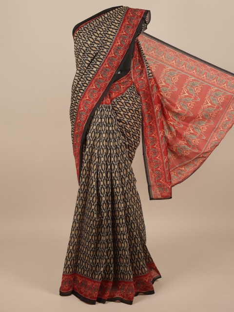 

Pothys Black & Red Jute Silk Saree